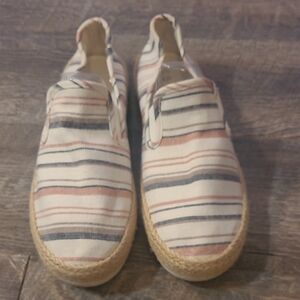 Esprit Nadine Striped Size 9 Espadrilles Flat Casual Shoes Neutrals